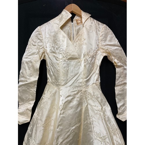 224 - VINTAGE SATIN CREAM WEDDING DRESS MADE BY 