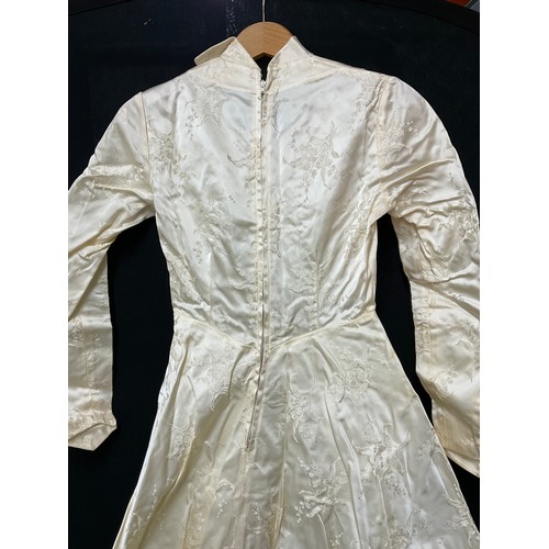 224 - VINTAGE SATIN CREAM WEDDING DRESS MADE BY 