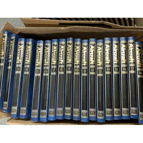 184 - TWO BOXES OF BOUND COPIES OF WAR PLANE MAGAZINE AND ENCYLOPEDIA OF AIRCRAFT AND OTHER AIRCRAFT BOOKS