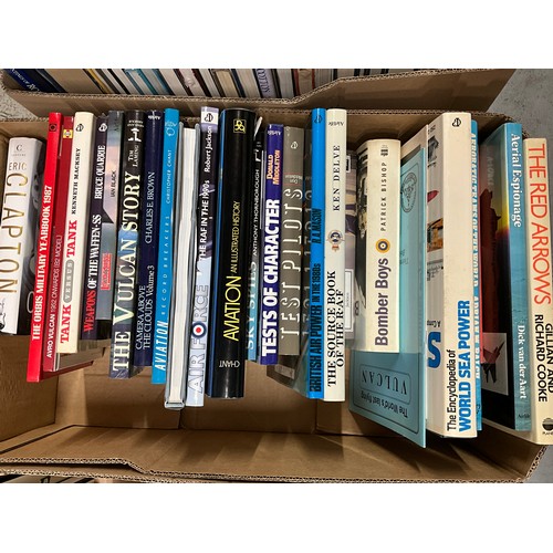 185 - THREE BOXES OF MAINLY AIRCRAFT RELATED BOOKS