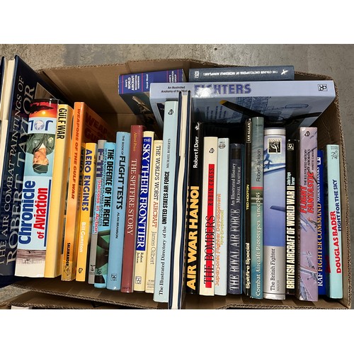 185 - THREE BOXES OF MAINLY AIRCRAFT RELATED BOOKS