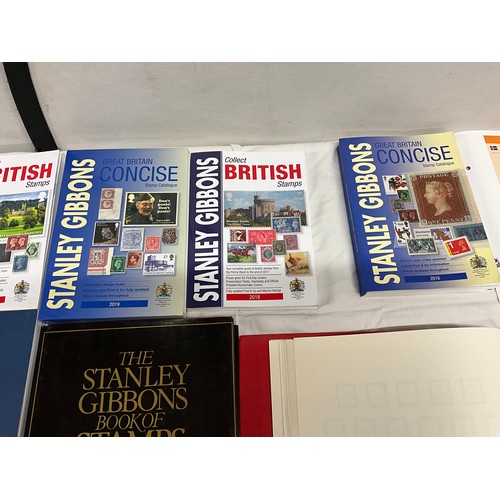 188 - BOX OF STANLEY GIBBONS STAMP COLLECTING BOOKS AND ALBUMS