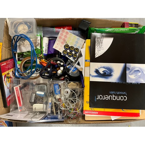 196 - BOX OF STATIONARY ITEMS ETC