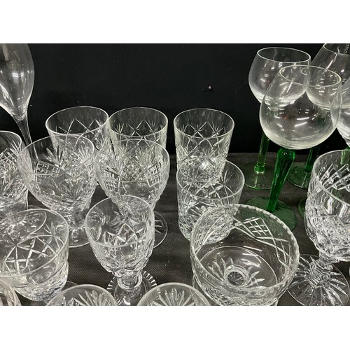 203 - TWO BOXES OF GLASSWARE - TO INCLUDE CRYSTAL GLASS