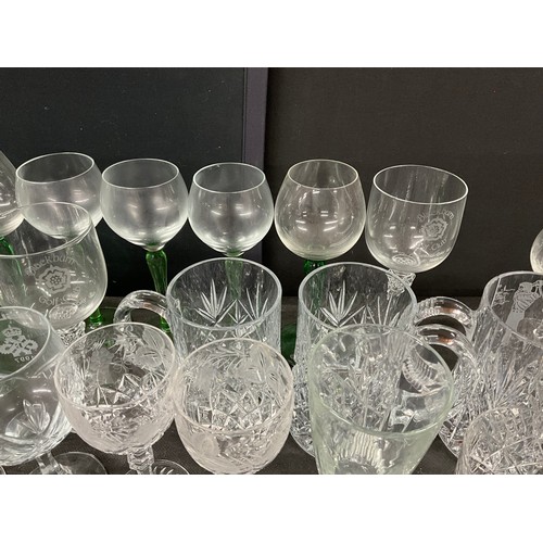 203 - TWO BOXES OF GLASSWARE - TO INCLUDE CRYSTAL GLASS