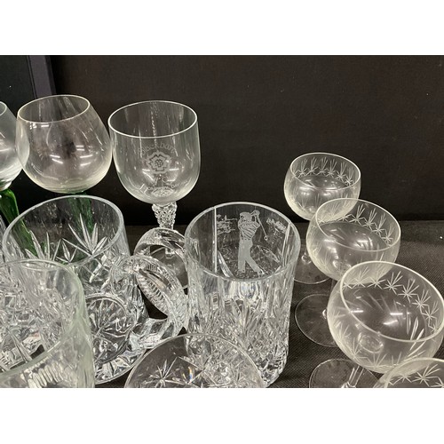 203 - TWO BOXES OF GLASSWARE - TO INCLUDE CRYSTAL GLASS