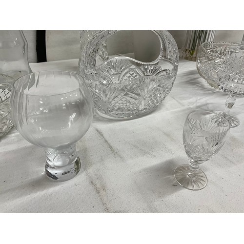 204 - TWO BOXES OF GLASSWARE TO INCLUDE CRYSTAL VASES ETC