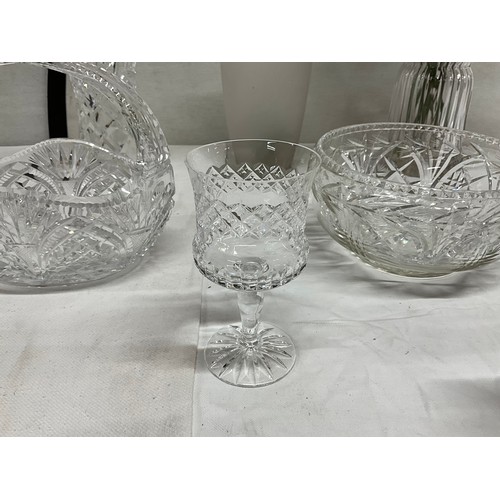 204 - TWO BOXES OF GLASSWARE TO INCLUDE CRYSTAL VASES ETC