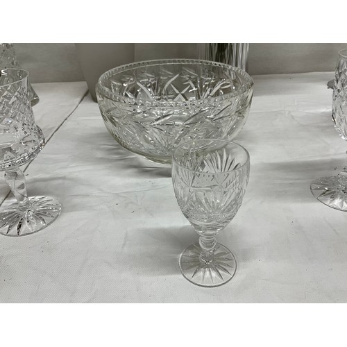 204 - TWO BOXES OF GLASSWARE TO INCLUDE CRYSTAL VASES ETC