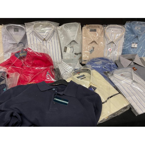 209 - BOX OF NEW MEN'S SHIRTS - PRINGLE, VAN HEUSEN ETC AND HATS