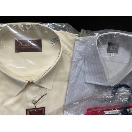 209 - BOX OF NEW MEN'S SHIRTS - PRINGLE, VAN HEUSEN ETC AND HATS