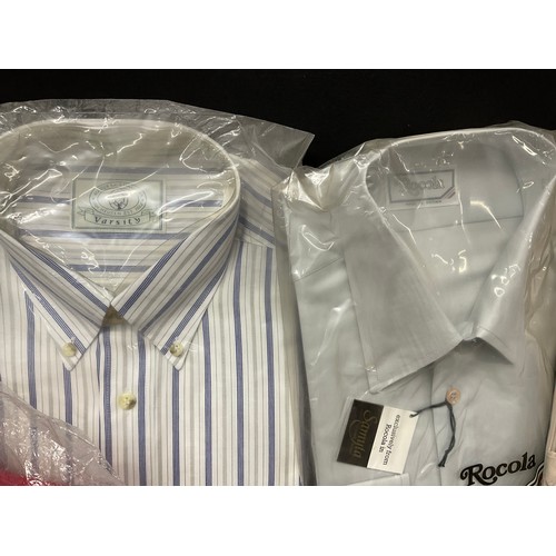 209 - BOX OF NEW MEN'S SHIRTS - PRINGLE, VAN HEUSEN ETC AND HATS