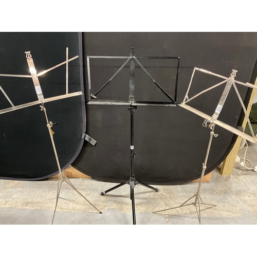 207 - THREE FOLDING MUSIC STANDS