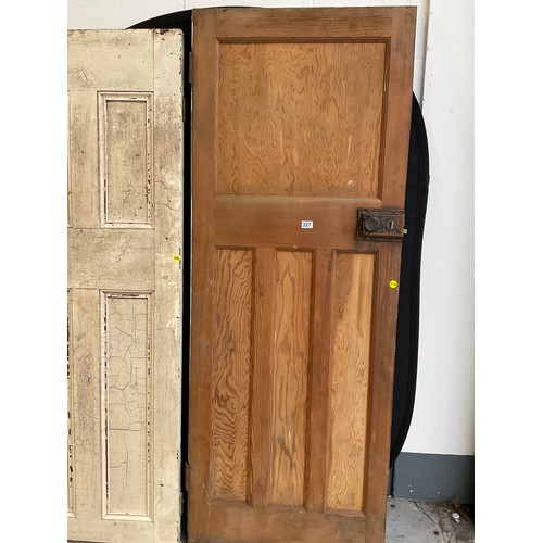 227 - 3 VICTORIAN PAINTED PINE DOORS AND A STRIPPED EXAMPLE  H78