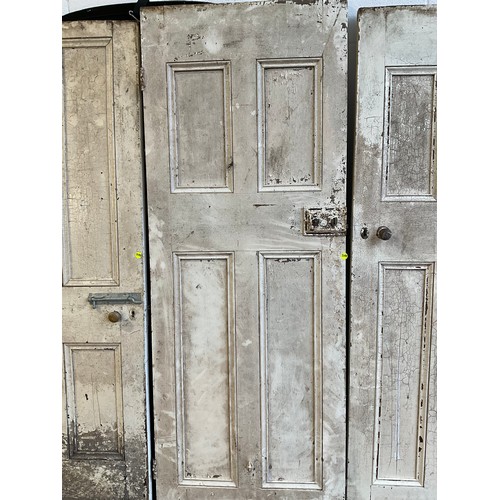 227 - 3 VICTORIAN PAINTED PINE DOORS AND A STRIPPED EXAMPLE  H78