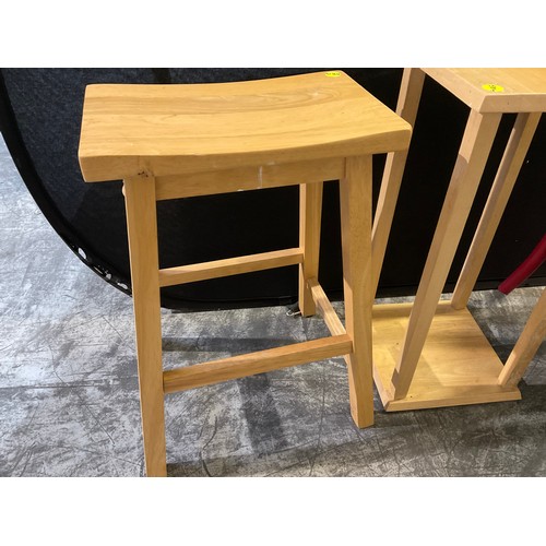 260 - BEECH STOOL PLANT STAND AND PIANTED CHAIR