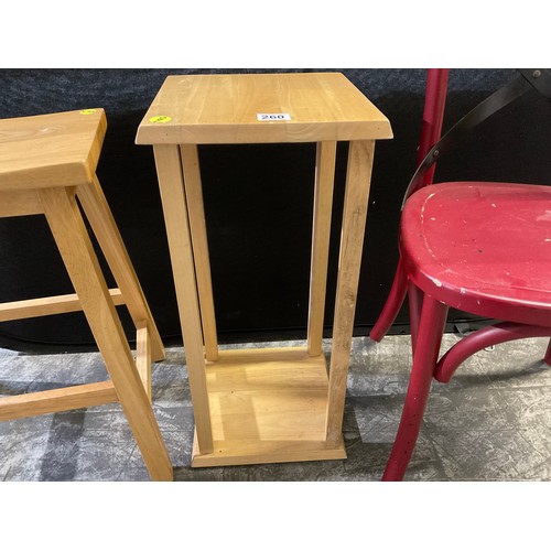 260 - BEECH STOOL PLANT STAND AND PIANTED CHAIR