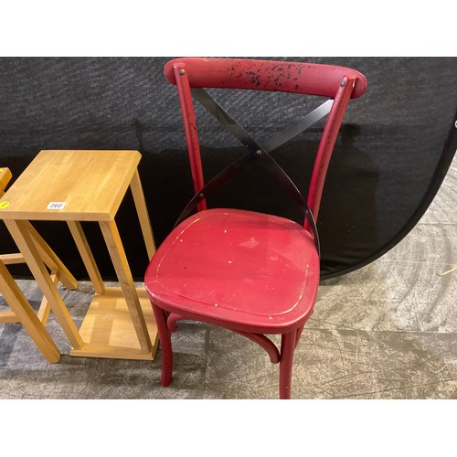 260 - BEECH STOOL PLANT STAND AND PIANTED CHAIR