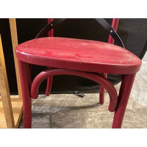 260 - BEECH STOOL PLANT STAND AND PIANTED CHAIR