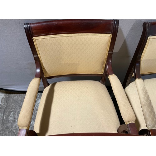 262 - 4 MAHOGANY REGENCY STYLE UPHOLSTERED ARMCHAIRS