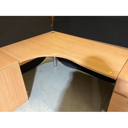 265 - MODERN BEECH OFFICE SUITE TO INCLUDE L SHAPE DESK H28