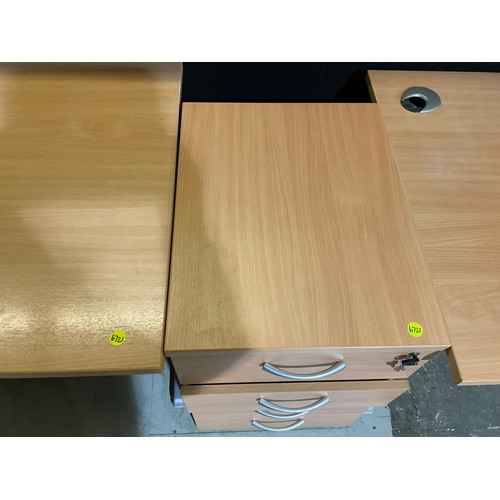 265 - MODERN BEECH OFFICE SUITE TO INCLUDE L SHAPE DESK H28