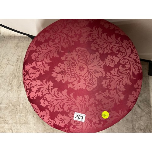 283 - WINE COLOURED UPHOLSTERED CIRCULAR BEDROOM STOOL H19