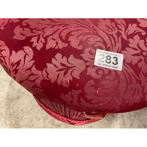 283 - WINE COLOURED UPHOLSTERED CIRCULAR BEDROOM STOOL H19