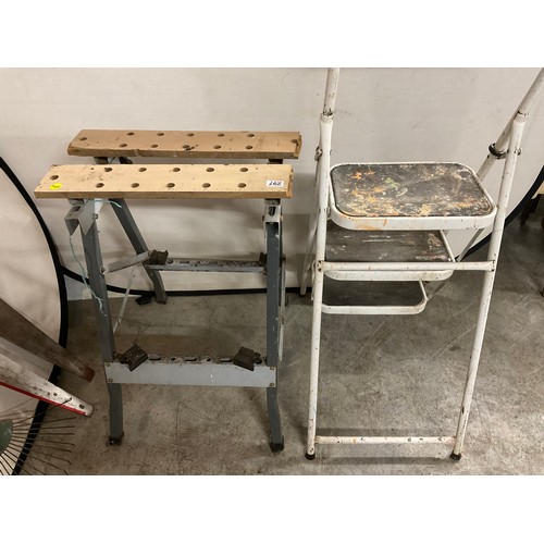 297 - WORKMATE,STEP LADDER AND QTY OF GARDEN TOOLS