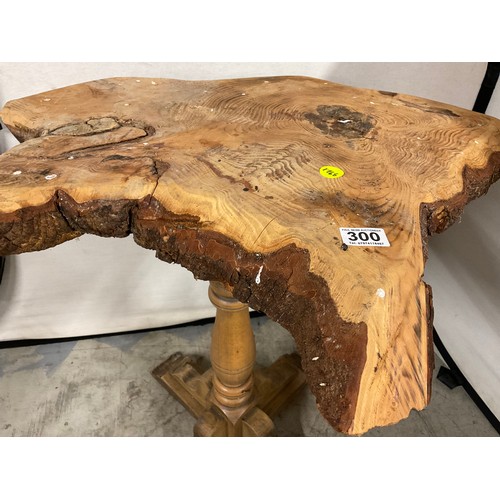 300 - SAWN WOODEN TOPPED PEDASTEL TABLE H31