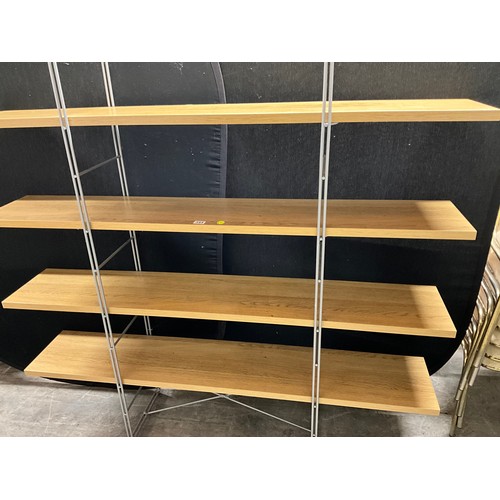 344 - SET OF IKEA OAK SHELVES ON METAL FRAME H62