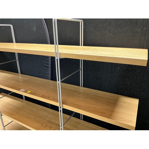 344 - SET OF IKEA OAK SHELVES ON METAL FRAME H62