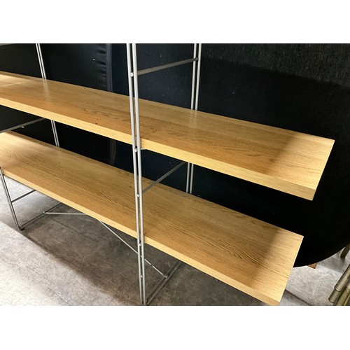 344 - SET OF IKEA OAK SHELVES ON METAL FRAME H62