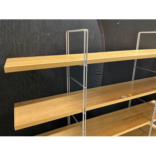 344 - SET OF IKEA OAK SHELVES ON METAL FRAME H62