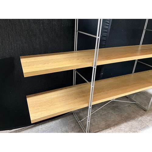 344 - SET OF IKEA OAK SHELVES ON METAL FRAME H62