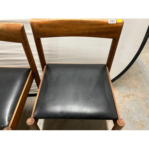 343 - 4 MID CENTURY TEAK DINING CHAIRS