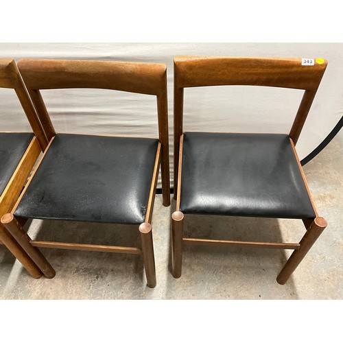 343 - 4 MID CENTURY TEAK DINING CHAIRS