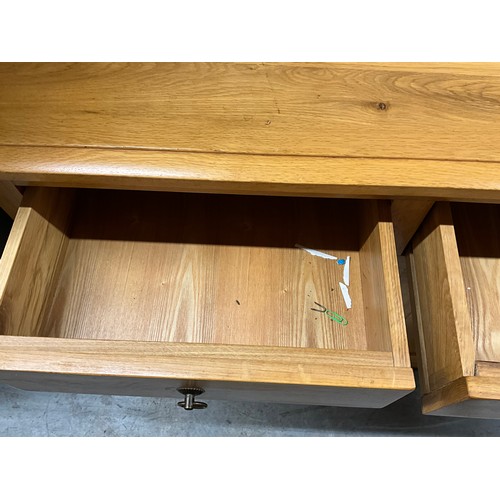 342 - SOLID GOLDEN OAK SIDEBOARD WITH 3 DRAWERS OVER 3 DOORS
H36