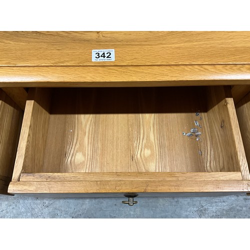 342 - SOLID GOLDEN OAK SIDEBOARD WITH 3 DRAWERS OVER 3 DOORS
H36