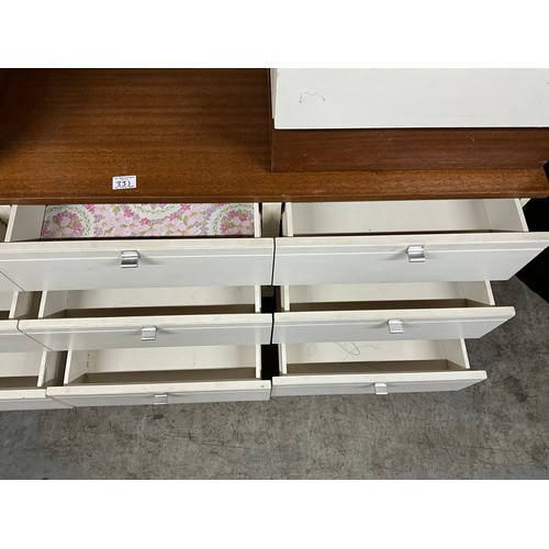 331 - SET OF RETRO BEDROOM FURNITURE TO INCLUDE KNEEHOLE DRESSING TABLE,PAIR OF BEDSIDE CHESTS,9 DRAWER WE... 