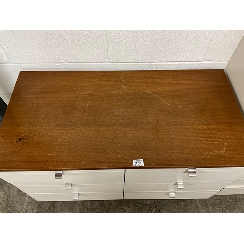 331 - SET OF RETRO BEDROOM FURNITURE TO INCLUDE KNEEHOLE DRESSING TABLE,PAIR OF BEDSIDE CHESTS,9 DRAWER WE... 