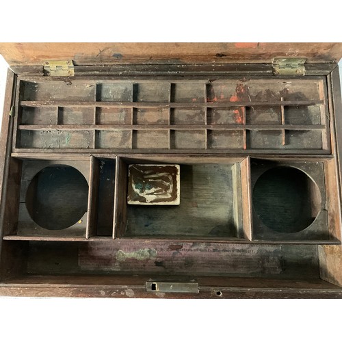 6 - VICTORIAN MAHOGANY PAINTERS BOX A/F H3” W12.5” D8.5”