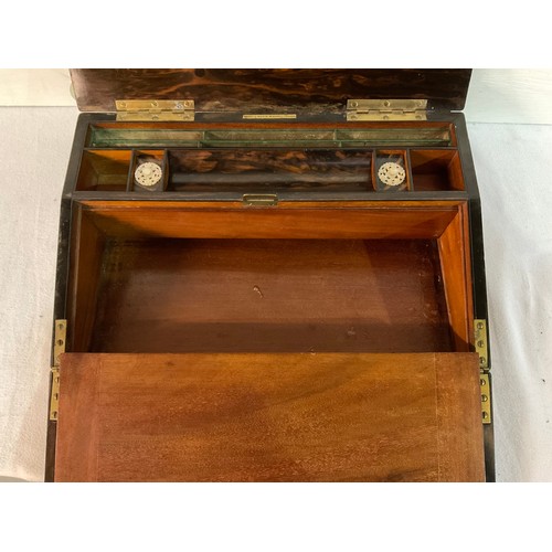 7 - VICTORIAN WALNUT WRITING BOX WITH FITTED INTERIOR AND SECRET DRAWER H4” W15” D10”