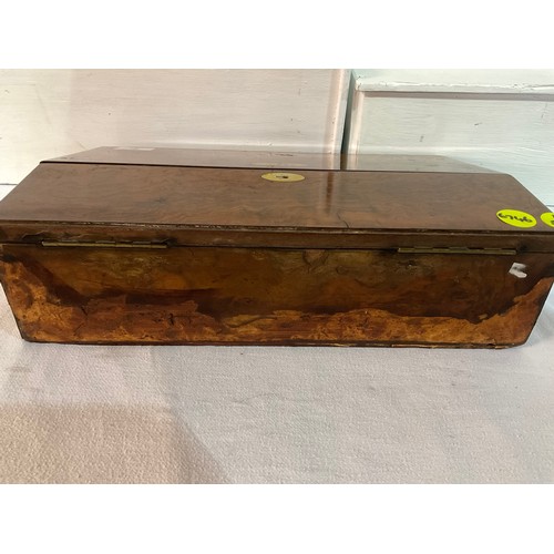 7 - VICTORIAN WALNUT WRITING BOX WITH FITTED INTERIOR AND SECRET DRAWER H4” W15” D10”