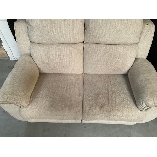 244 - BIEGE UPHOLSTERED 2 SEATER SETTEE AND MATCHING ELECTRIC CHAIR CURRENTLY NOT WORKING