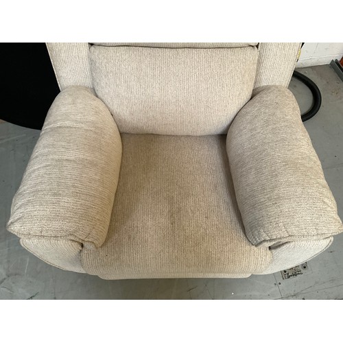 244 - BIEGE UPHOLSTERED 2 SEATER SETTEE AND MATCHING ELECTRIC CHAIR CURRENTLY NOT WORKING