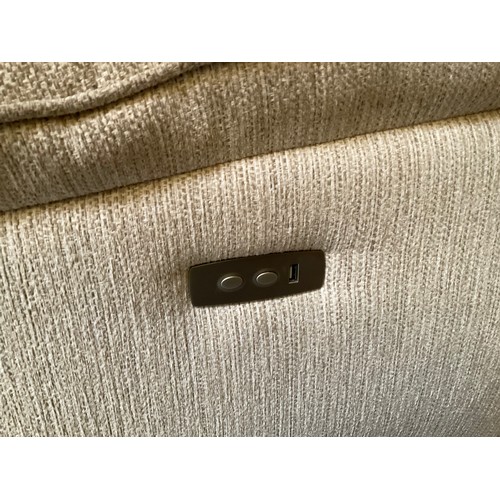 244 - BIEGE UPHOLSTERED 2 SEATER SETTEE AND MATCHING ELECTRIC CHAIR CURRENTLY NOT WORKING