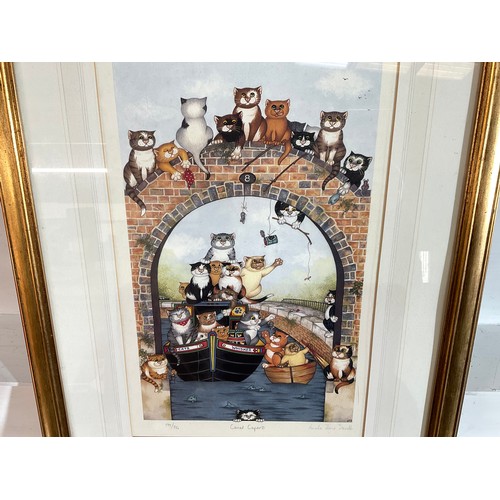 23 - GILT FRAMED LIMITED EDITION CAT PICTURE BY LINDA JANE SMITH PENCIL SIGNATURE TO MARGIN ENTTILED CANA... 