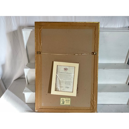 23 - GILT FRAMED LIMITED EDITION CAT PICTURE BY LINDA JANE SMITH PENCIL SIGNATURE TO MARGIN ENTTILED CANA... 