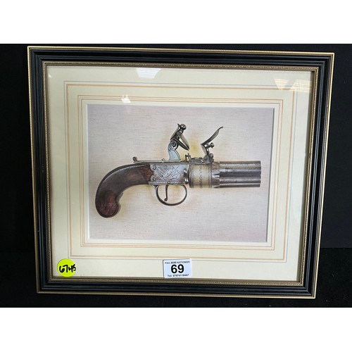 69 - FRAMED REVOLVER PICTURE 12.5”X15”